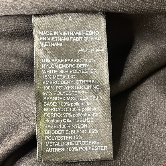 WHBM Embroidered Floral Mesh Sheath Dress Black/Pink Size 4 Flattering - Picture 11 of 12